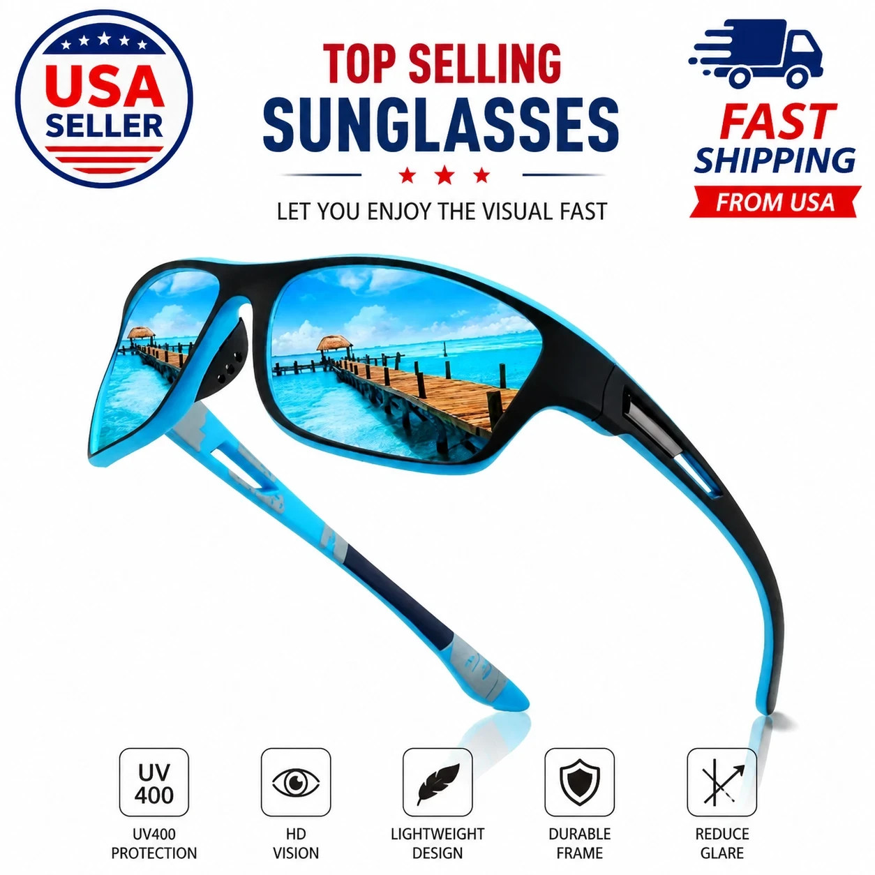 Polarized Sports Sunglasses UV400 Cycling Driving Fishing Running Mirror Glasses