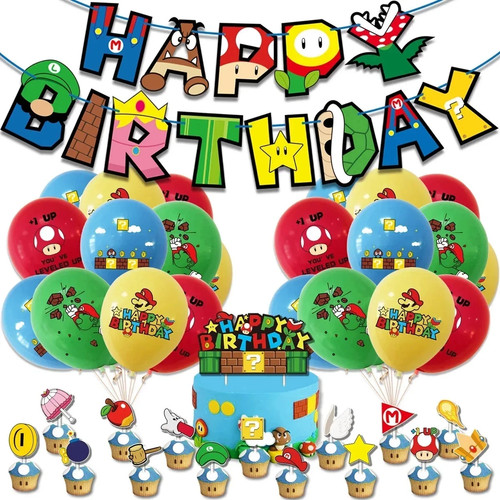 Video Game Birthday Party Decorations Set Balloons Banner Cake Topper Supplies