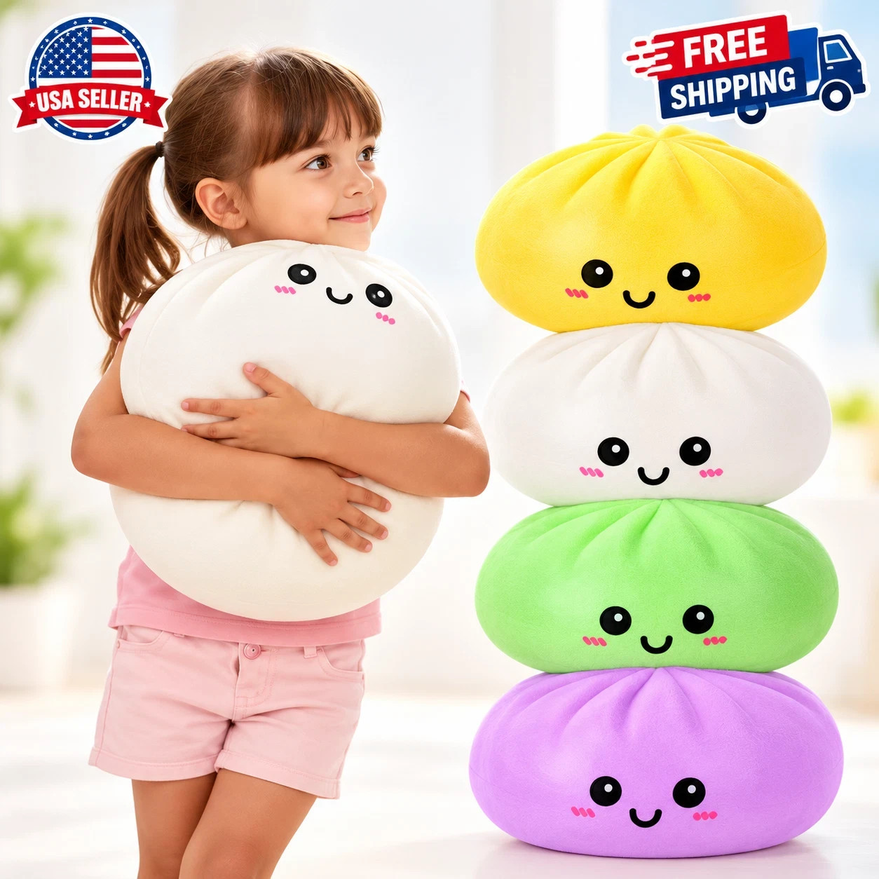25cm Giant Dumpling Squishy Toy Smile Face Steamed Bun Stress Relief Fidget