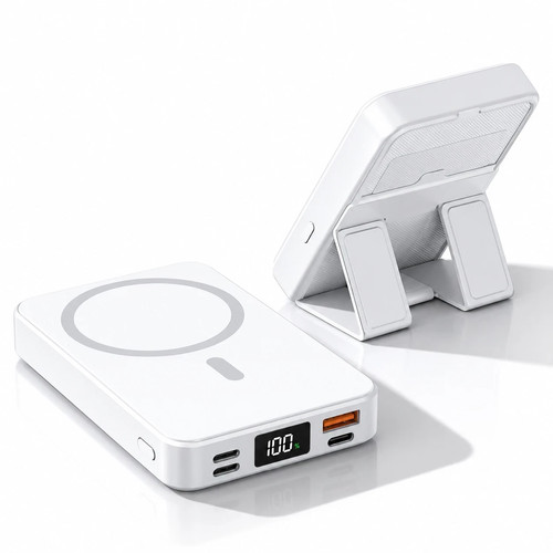 10000mAh Magnetic Wireless Power Bank 22.5W Fast Charger Foldable Stand USA