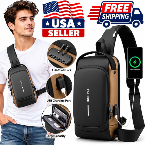 Men's Crossbody Sling Bag Anti Theft Shoulder Chest Messenger Bag USA Selller