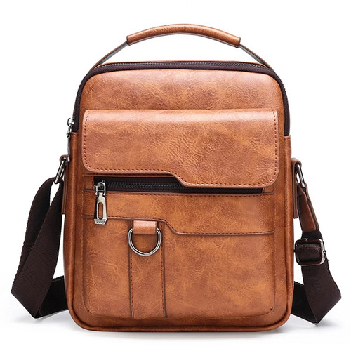 Men's Leather Outdoor Crossbody Shoulder Bag Travel Camping Sling Messenger Bag