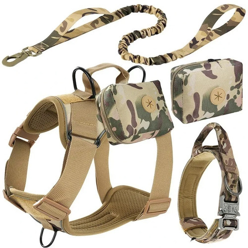 Large Dog Tactical Chest Vest Reflective Harness Set 4 Piece Pet Gear Night Safe
