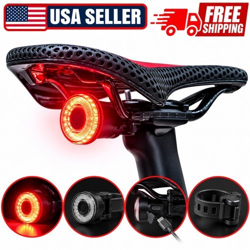 Bike Tail Light Rear Bicycle Light IPX6 Waterproof USB-C Type C LED Rechargeable