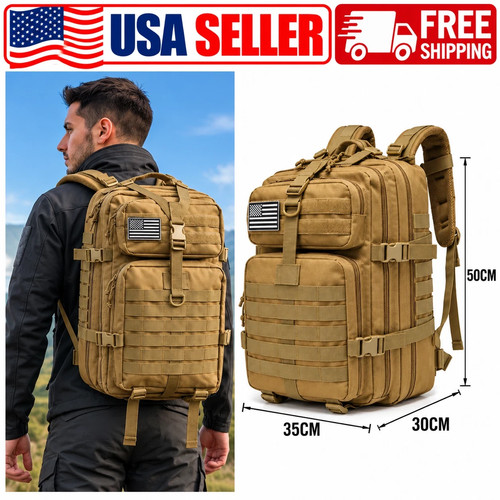 Tactical 50L Backpack Waterproof Nylon Hiking Camping Hunting Fishing Travel USA