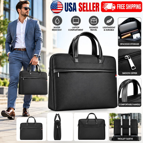 Waterproof Oxford Briefcase Men Business Work Bag 15 Inch Laptop Large Capacity